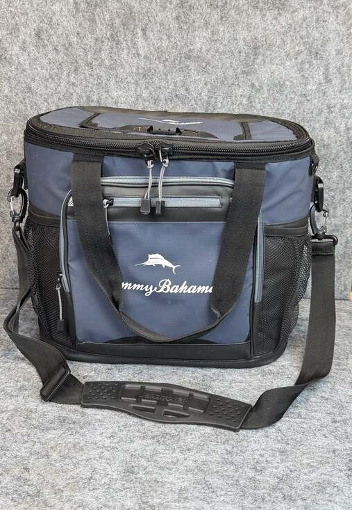 Tommy Bahama Other - Tommy Bahama Zipperless Hardbody Cooler Bag Blue Grey Shoulder Strap 9 Can